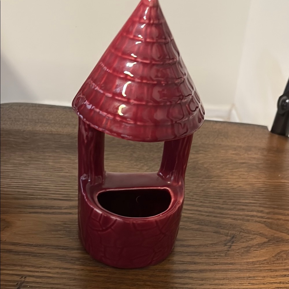 Vintage Red Accent Vase with Textured Design